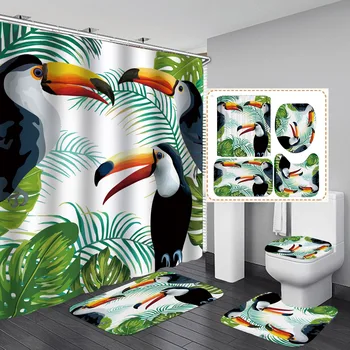 

Digital Printing Dacron Animal Birds Series Shower Curtain Graphic Customization fabric shower curtain christmas shower curtain