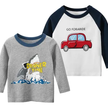 

2pcs/lot Long Sleeve Baby Boys T Shirt Fashion Print Kids Tees Cartoon Cotton Children Pullovers Tops Boys Clothes 5 6 7 8 9 10Y