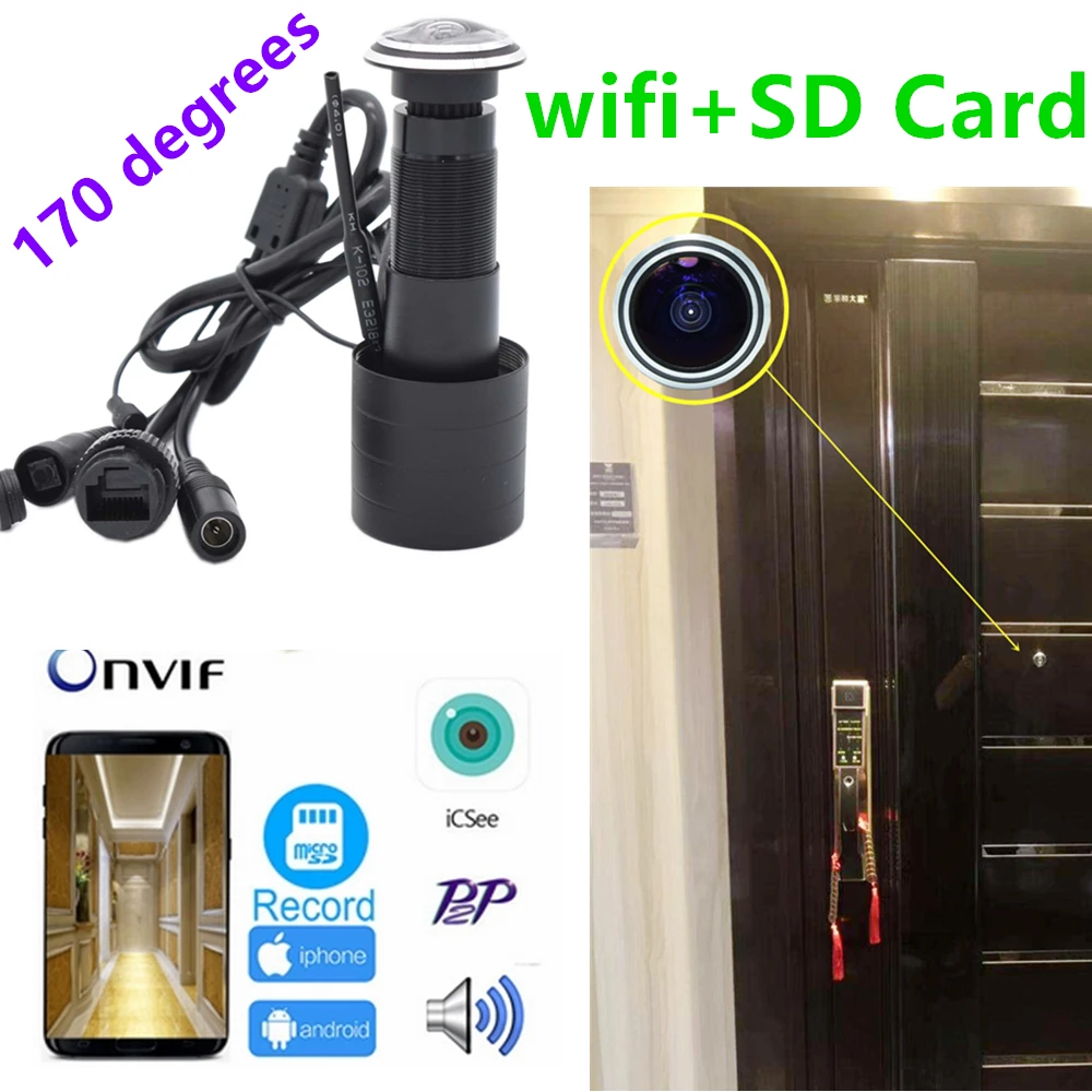 Wi Fi аудио дверной глазок для дома 1080P 1 8 мм широкоугольный Рыбий глаз сетевой мини