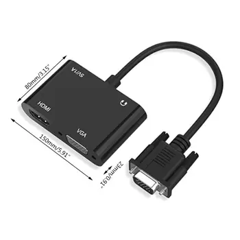 

VGA to HDMI + VGA Video Converter Cable Adapter with Dual Interfaces for Laptop