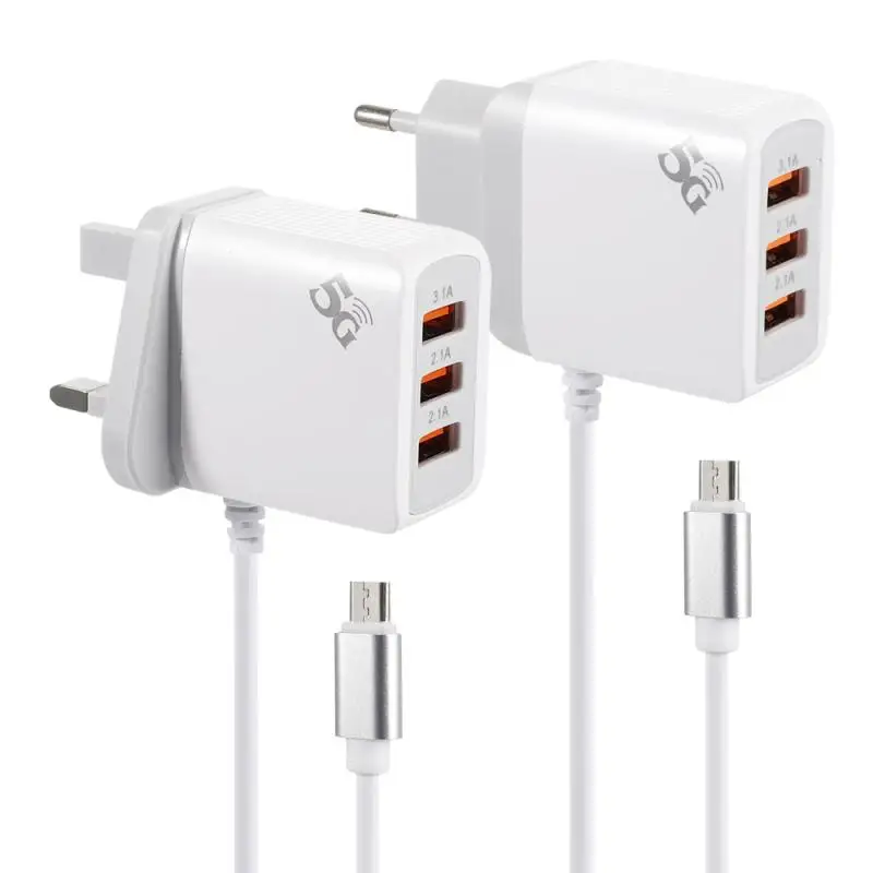 15 Вт 3 Порты 3.1A USB светодиодный световой Зарядное устройство с микро кабель