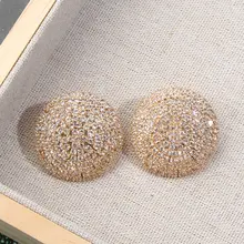 Flatfoosie блестящие хрустальные серьги-гвоздики для женщин модные металлические круглые богемная подвеска яркие серьги украшения Рождественские подарки