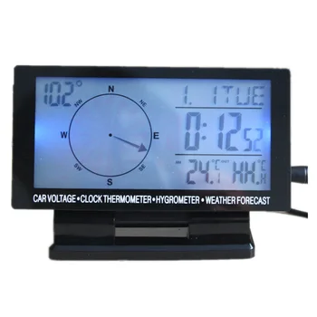 

Car LCD Display Screen Blue LED In-Car Digital Compass Clock Thermometer Meter Calendar With Accessories New Arrival High Qualit