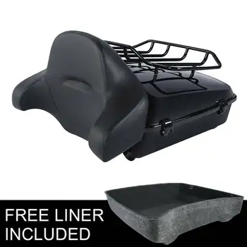 

Motorcycle Trunk W/ Backrest & Luggage Rack For Harley Tour Touring Model 14-19
