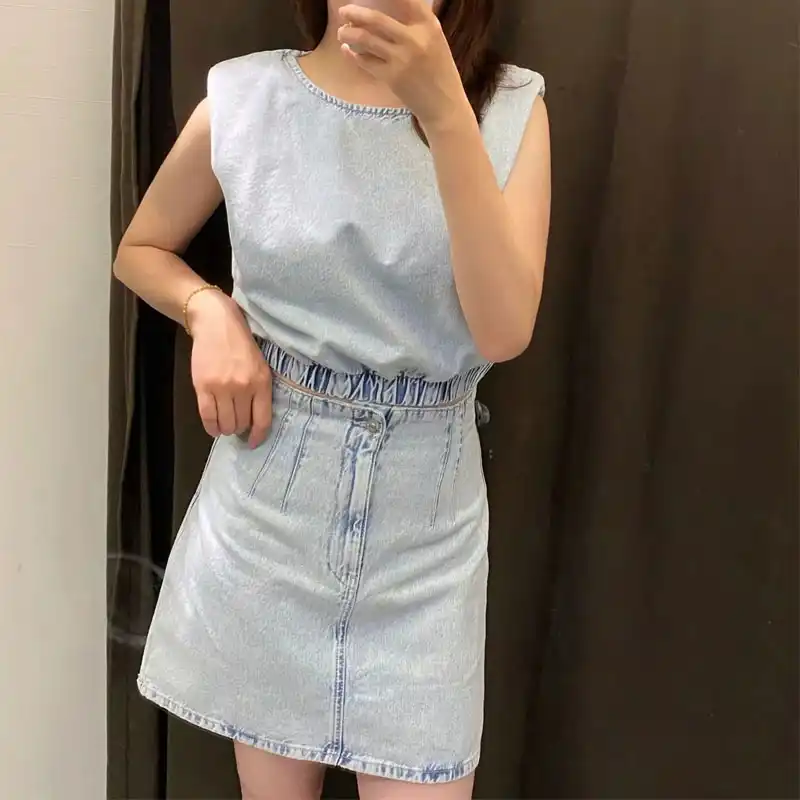 denim skirt co ord set