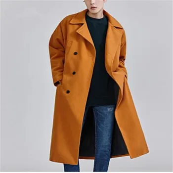 

Plus Size 2018 Korean Style Loose Mens Coats Overcoats Fashion Winter Dress Coat Mens Pockets
