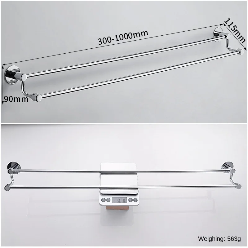 Wall Mounted Chrome Plated 60cm Single Towel Bars Bathroom Towel Hanger Bathroom Accessories Rack