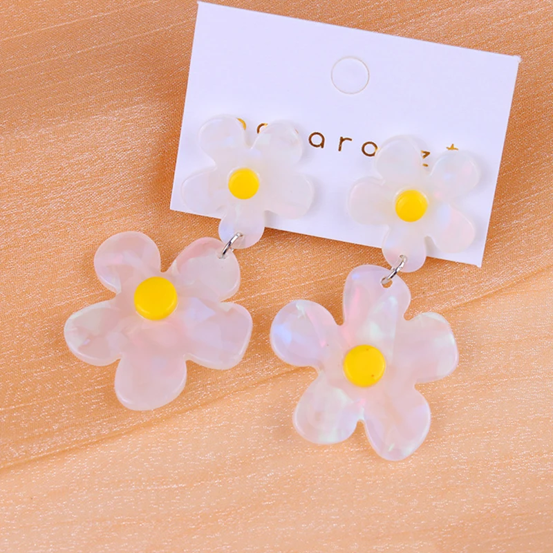 Donarsei Cute Fried Egg Double Sunflower Earrings For Women Sweet Plant Drop Earrings Gift