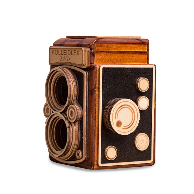 Подарок для бойфренда камера дизайн деревянная музыкальная шкатулка ручной коленчатый подарок на день рождения Рождество День Святого Валентина подарок для подруги - Цвет: Music Box2