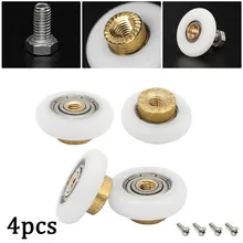 

4pcs Single Shower Room Pulley Bathroom Replacement Sliding Glass Door Wheels Brass Centre Nylon Copper Roller With Screws