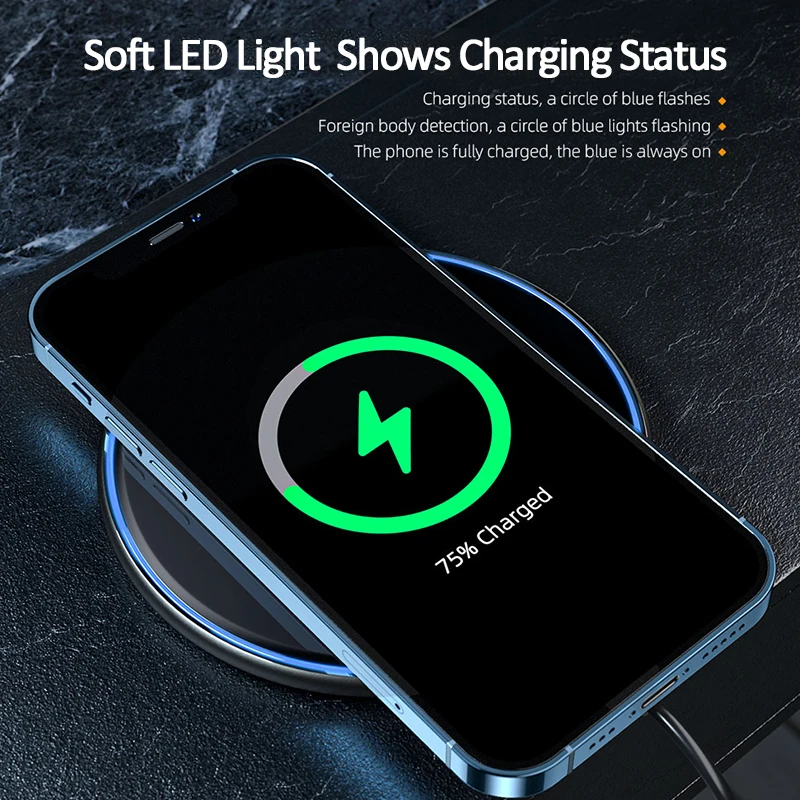 Essager 15W Qi Magnetic Wireless Charger For iPhone 12 11 Pro Xs Max X Induction Fast Wireless Charging Pad For Samsung Xiaomi