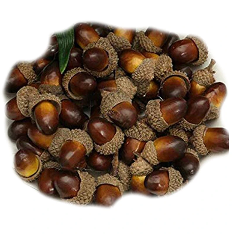 Artificial Acorn, 100PCS Fake Nutty for Home Vase Filler Decor Photography Props Christmas Decoration Accessories