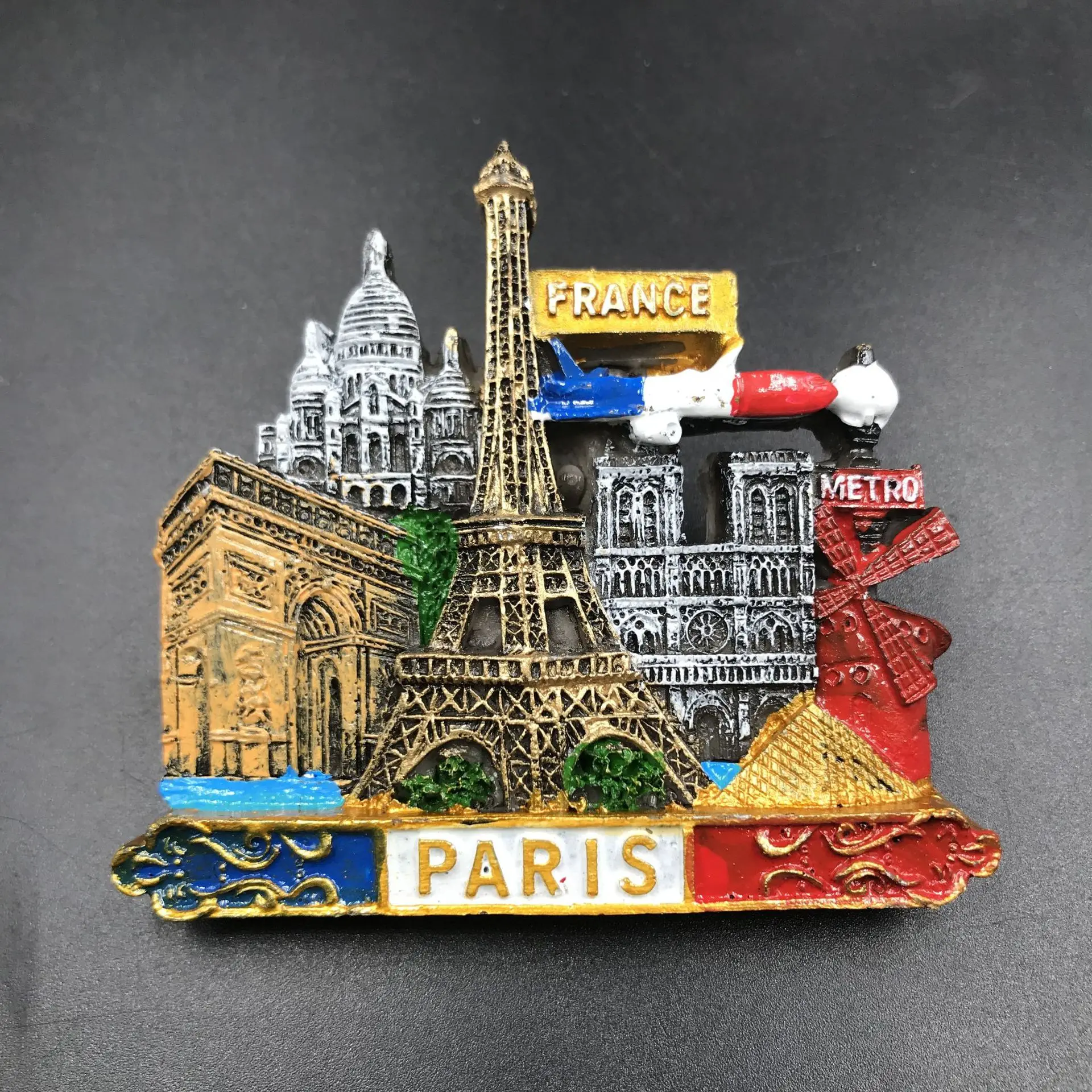 France Resin Fridge Magnet The Eiffel Tower and The Black Cat in Paris 