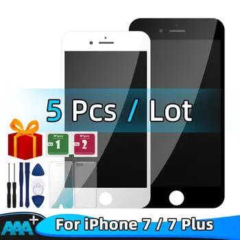 

5PCS/Lot AAA+ LCD Display For iPhone 7 Touch Screen Replacement For iPhone 7 plus No Dead Pixel+Tempered Glass+Tools+TPU