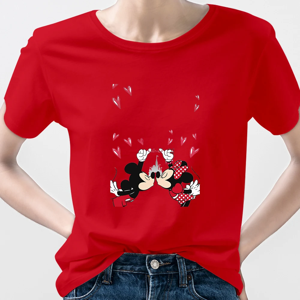 Camiseta de Mickey Mouse para mujer, dibujos animados de Disney españa, Tops de Minnie para pareja, amor rojo, tendencia, envío gratis, 2022 _ - AliExpress Mobile