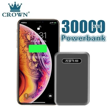 30000 5600mahパワーバンクポータブル携帯電話充電器液晶フルミラースクリーンpowerbankスマートフォン外部バッテリーpoverbank