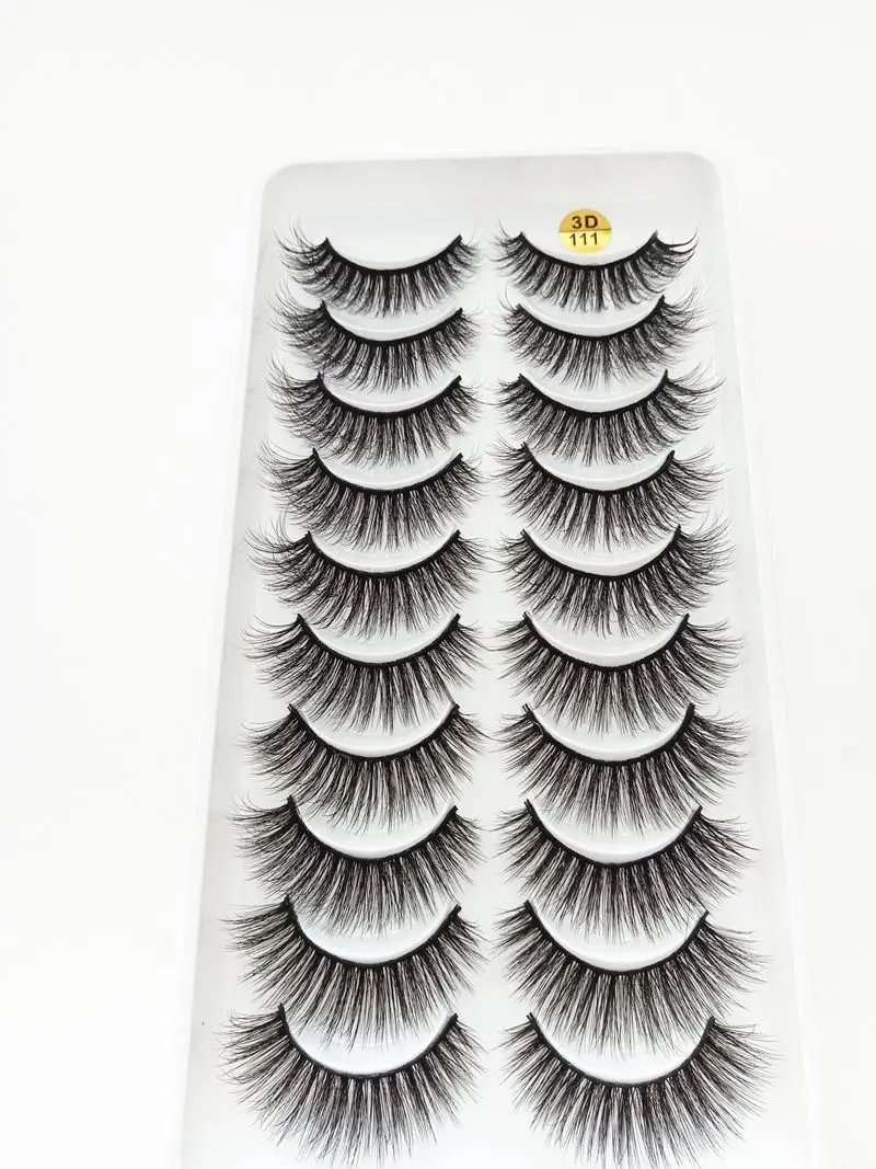 

10 pairs of 3D handmade soft and charming false eyelashes naturally long to create perfect eye makeup thick cross eyelashes