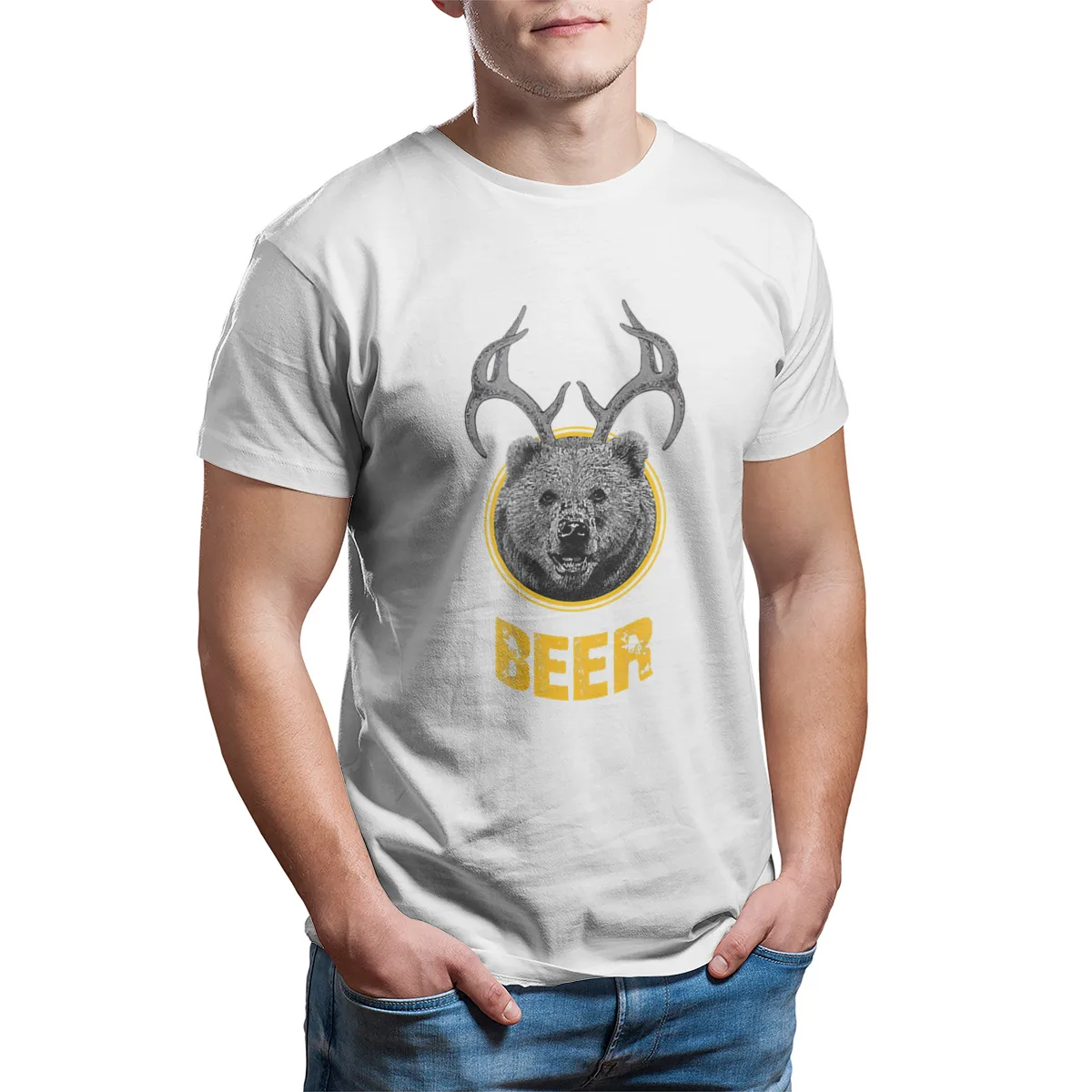 Wholesale Beer Bear Funny T shirt Deer 