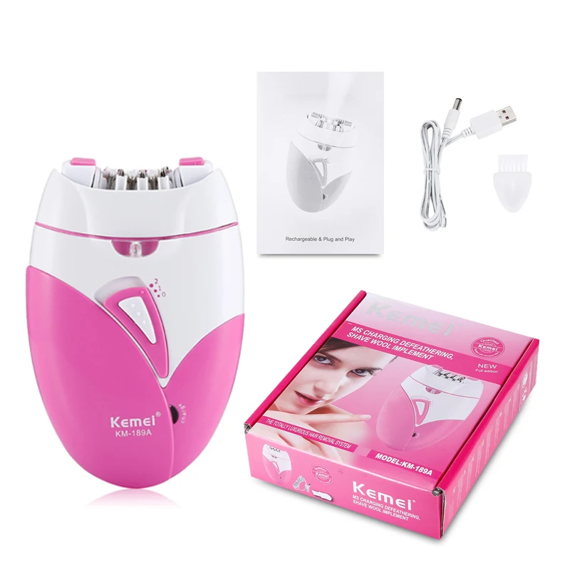 

Kemei Usb Charging Plucking Electric Hair Epilator Household Removal Women Body Painless Shaved Bikini Body Home AC110--220V F30
