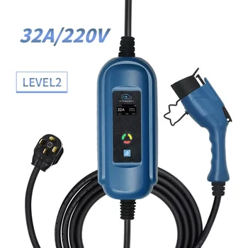 

32A protable EVSE Charger with adapter J1772 type1 With Blue CEE IP55 Portable EV Car Charger for Eletcirc car charge