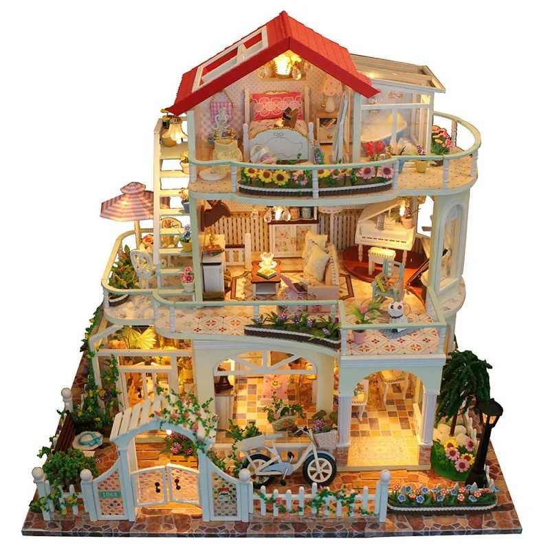 

Handmade DIY Hut House Handmade Large Model DIY Large Villa 3D Adult Create Unisex Wooden Toys Tianchang