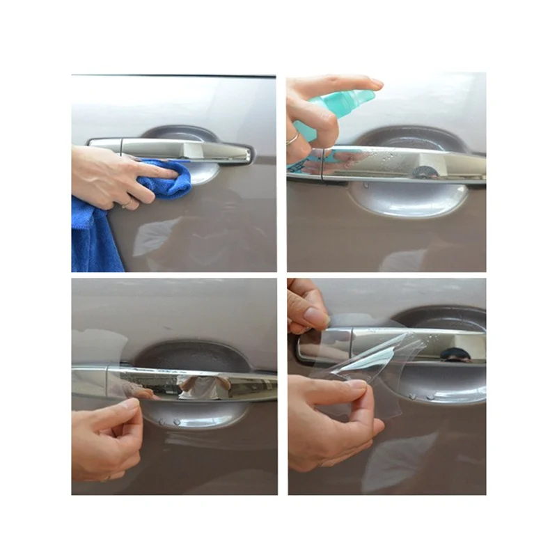 4Pcs Car Handle Protection Film Anti Scratch Transparent Invisible Car