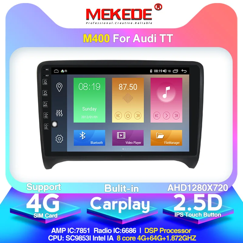 MEKEDE Android 10,0 автомобильный мультимедийный плеер для Audi TT MK2 8J 2006 2007 2008 2009 2010 2011 2012 радио встроено, carplay - Цвет: 64G