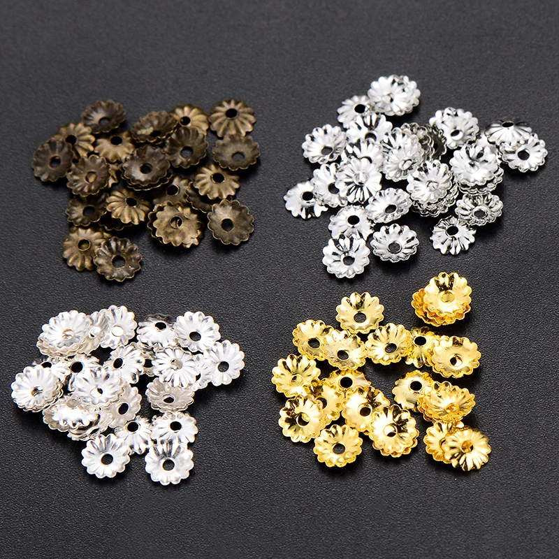

500pcs/lot Antique Silver Plated Flower Flow Loose Sparer End Bead Caps For DIY Jewelry Making Bracelet Accessories Wholesale