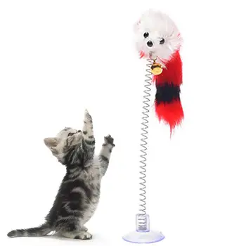 

Kapmore 1pc Funny Cat Teaser Toy Bell Decor Sucker Mouse Spring Cat Interactive Toy Cat Play Toys Pet Supplies Random Color