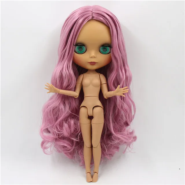 Neo Blythe Doll with Pink Hair, Dark Skin, Matte Cute Face & Custom Jointed Body 1