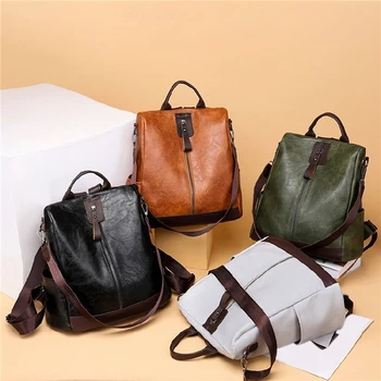 

Female Backpack Mochila Feminina Multifunction Girls Leather School Brand Women Shoulder Bag Sac A Dos Travel Back Pack