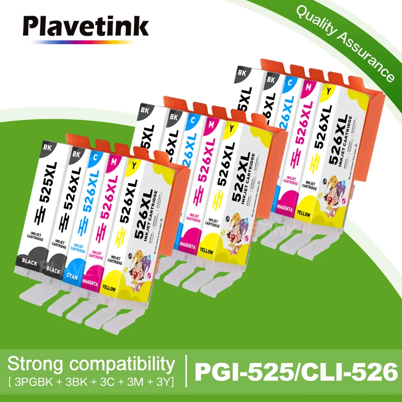 Plavetink 3 комплекта PGI525 CLI526 XL чернильный картридж для принтера Canon PGI-525 CLI-526