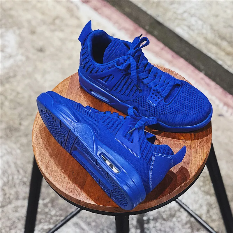RUIFF мужские баскетбольные кроссовки однотонная Баскетбольная обувь Синяя обувь вязаная винтажная модная обувь
