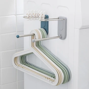 

Stainless Steel Hanger Storage Wall-mounted Organizer For Washing Machines Multifunctional Balcony Hanger Storage Rack Home Tool