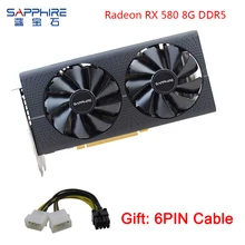 Видеокарта SAPPHIRE AMD Radeon RX 580 8GB GDDR5 256bit RX580 PCI для настольных ПК, игровая видеокарта для игр, используемые карты Deaktop
