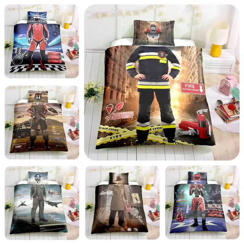 Parure De Lit 3d Ensembles De Literie De Reve Pour Enfant Pilote Boxer Racer Commandement Pompier Detective Aliexpress