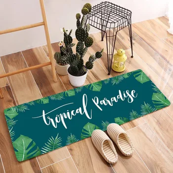 

Flannel Kitchen Mat Floor Mat Carpet Summer Green Leaves Grass Doormat Morden Rug Bedroom Living Room Door Mat Bath Floor Mats