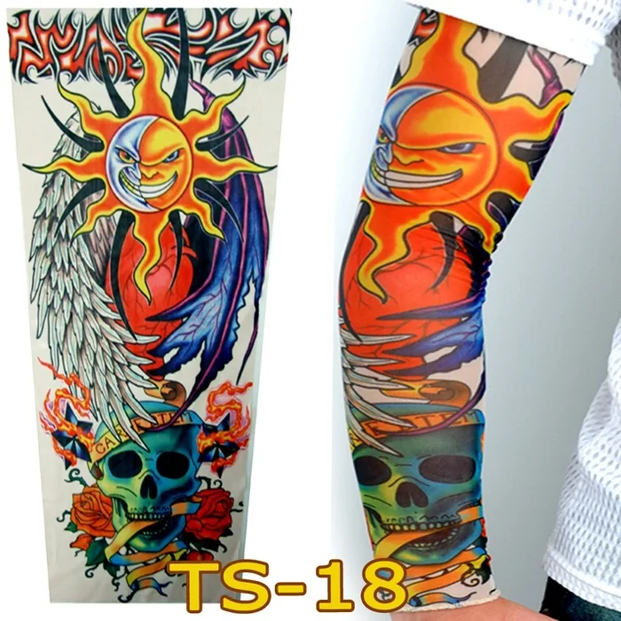 2 шт Поддельные татуировки гетры для рук Велоспорт рукава солнцезащитный крем для мужчин и женщин на открытом воздухе УФ Защита от солнца на открытом воздухе водительские рукава - Цвет: TS18