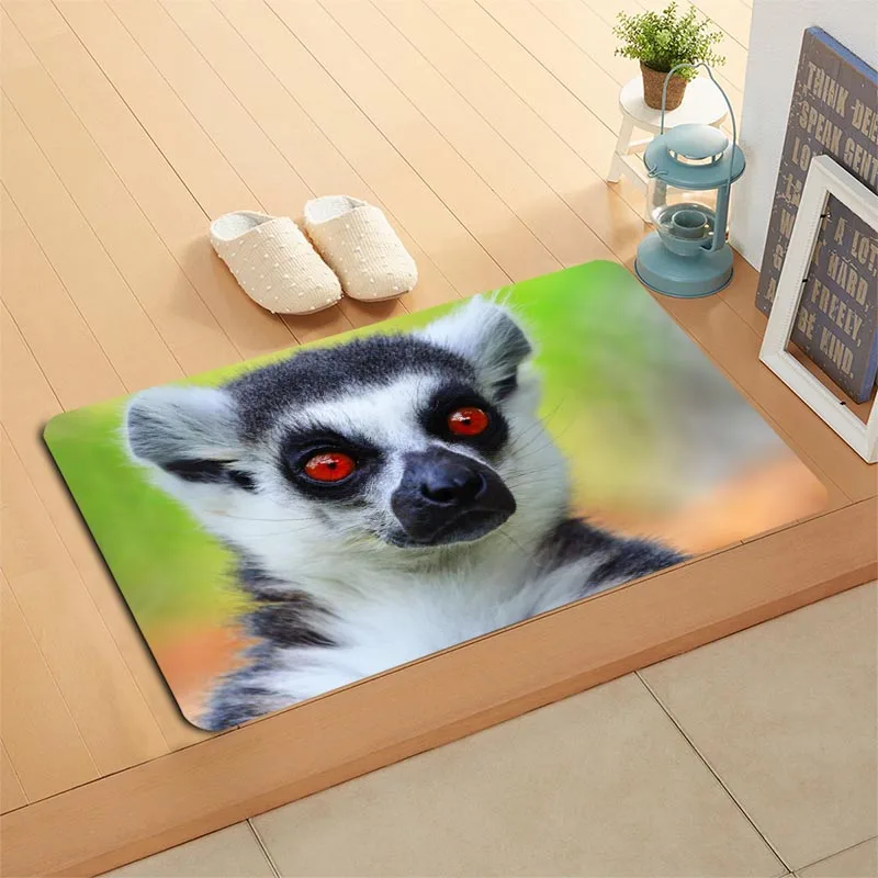 Custom Lemur Animal Doormat Floor/Bath/Kitchen/Beach Mat Flannel Sponge Fabric 3D Printed Shaggy Decoration For Bedroom - Цвет: 2