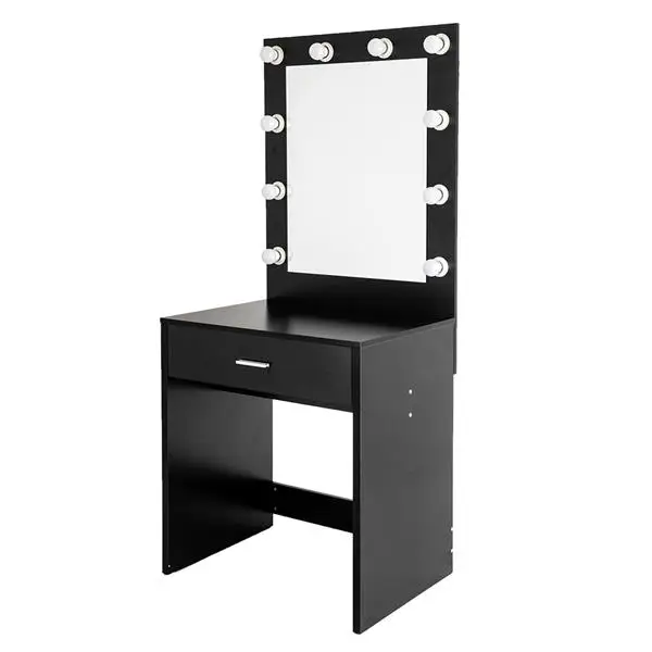 

Modern Make up Dressing Table Stool Large-Mirror Single-Drawer Dressing Table With Light Warm Lamp 10pcs