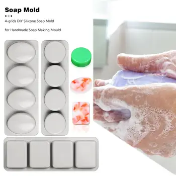 

4-grids DIY Silicone Soap Mold for Handmade Soap Making Forms Baking Mould