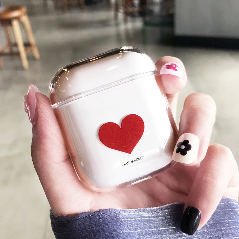 Модный прозрачный жесткий чехол love для AirPods милый Bluetooth гарнитуры защитный Airpod