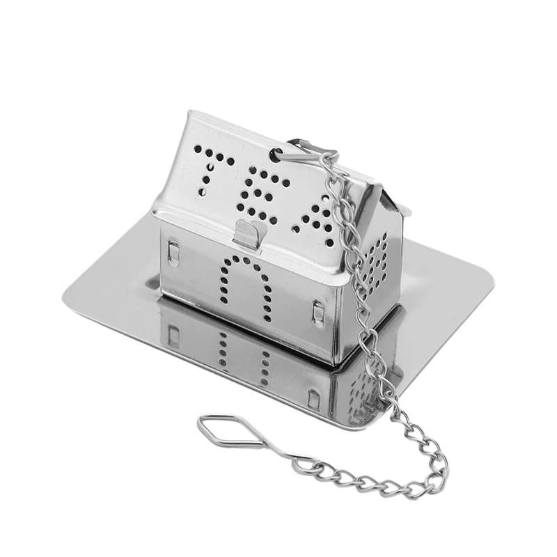 

House Shape Stainless Steel Tea Infuser Strainer with Tray Silver