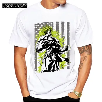 

2019 Short Sleeve Men T Shirt New Fashion American Super Saiyan Broly Printed T-shirt O-Neck Tops Cool Tee Shirts