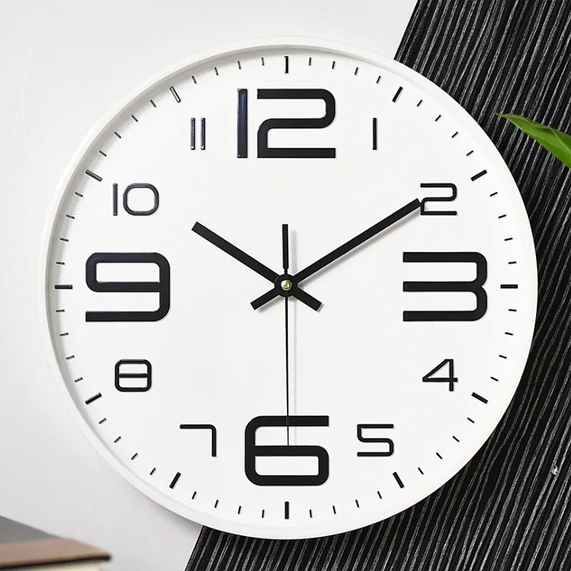 Новое поступление 12 дюймов современные круглые Настенные часы Современные часы из пластика кварцевые часы Wathces домашние спальни кухонные настенные часы - Цвет: White