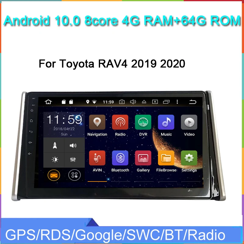 Автомобильный радиоприемник 10 1 дюймов Android для Toyota RAV4 2019 2020 gps-навигация