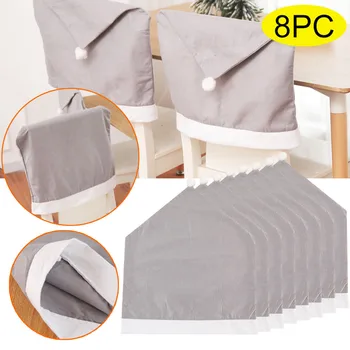 

8PC Christmas Decoration Chair Covers Grey Dining Seat Santa Claus Home Party Decor Cartoon Man Snowman Party Stool Set Decor
