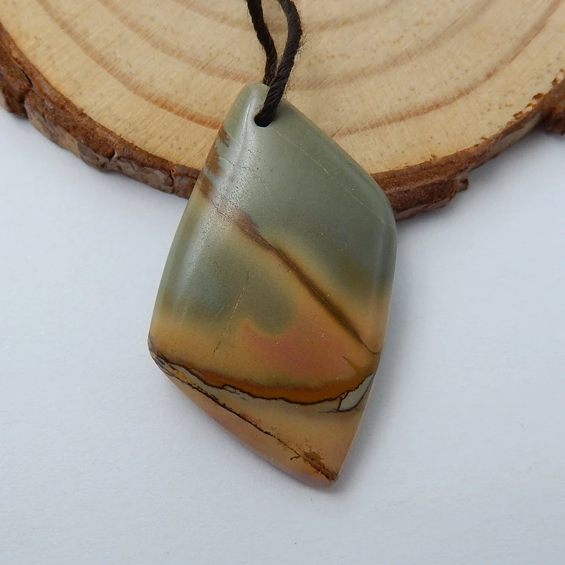 

Wholesale 1Pcs Geometric Natural Stone Multi-Color Picasso Jasper Cheap Short Pendant Jewelery Accessories 30x18x5mm 4.6g