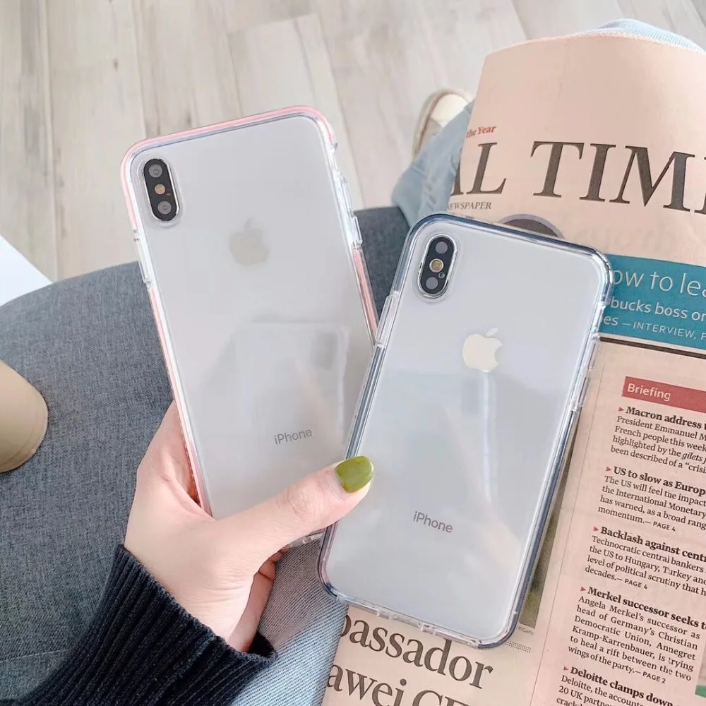 Прозрачный противоударный чехол для телефона ярких цветов для iphone 11 11Pro Max XR 6 6S 7 8 Plus X XS Max, мягкая прозрачная задняя крышка