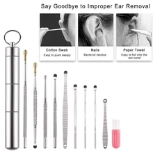 

10x Ear Cleansing Tool Earwax Cleaning Kit Cleaning Brush Storage Box Cleaner Curette Kit for Adults and Kids